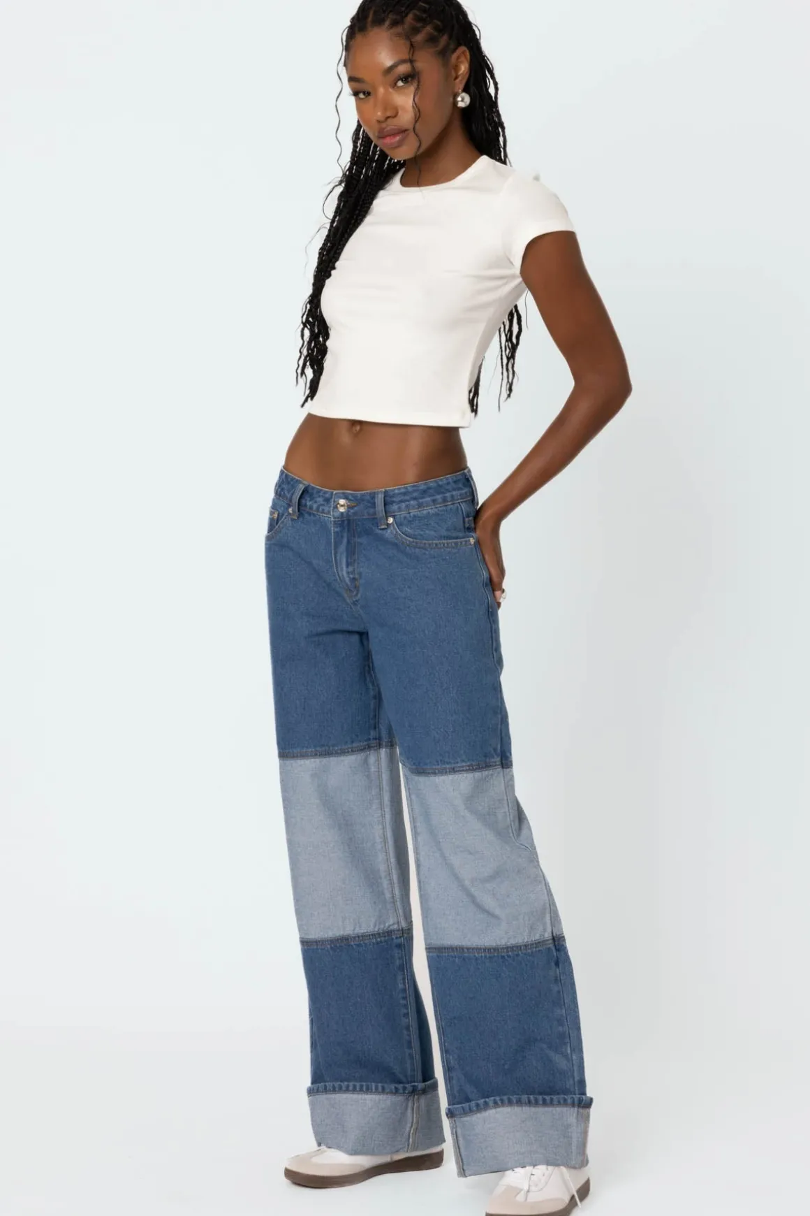 Lindsey Two Tone Cuffed Jeans
