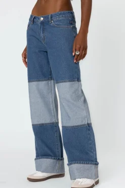Lindsey Two Tone Cuffed Jeans