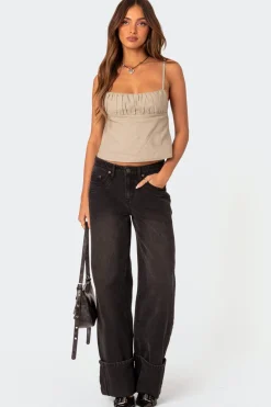 Linen Look Open Back Top