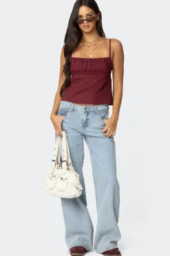Linen Look Open Back Top