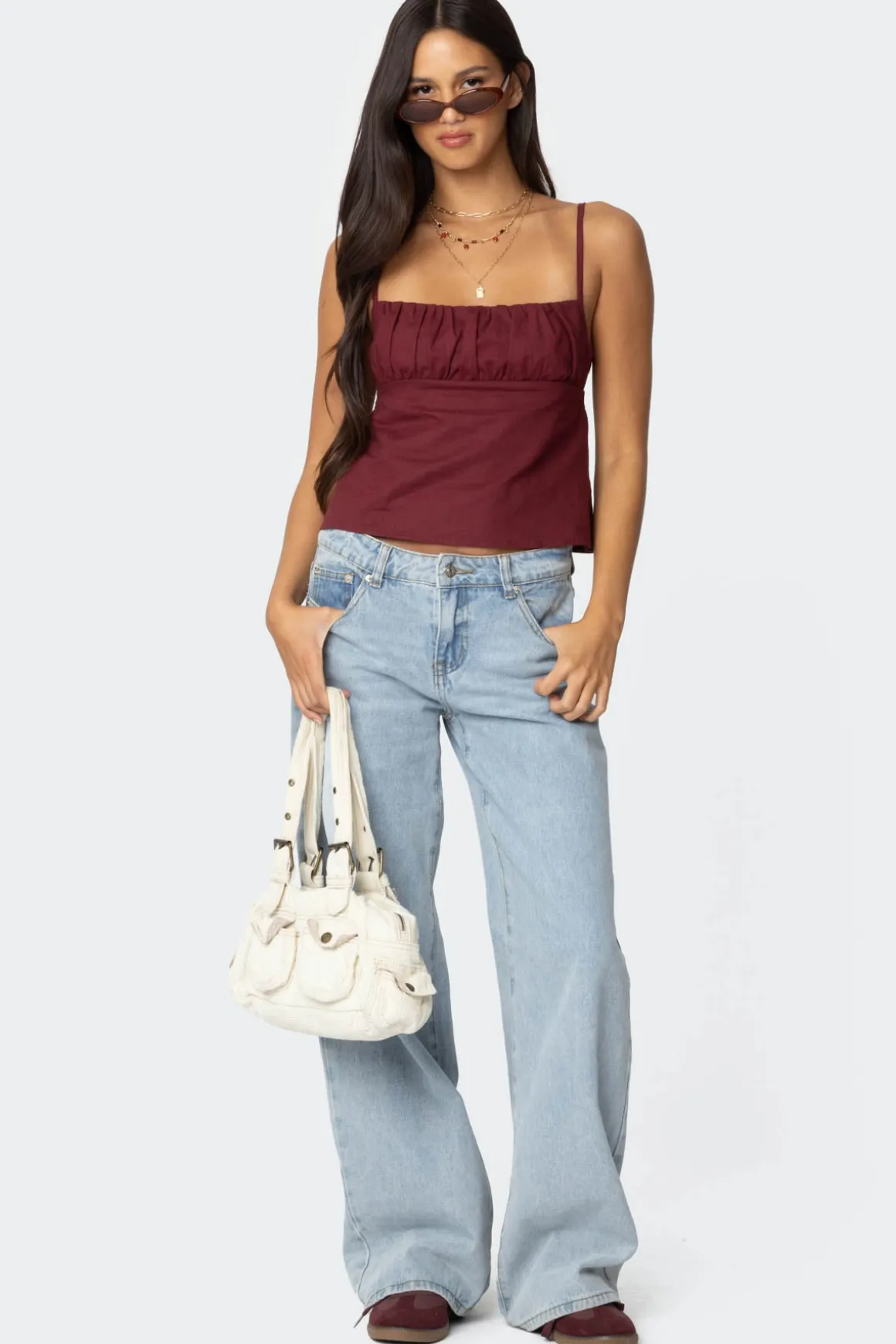 Linen Look Open Back Top