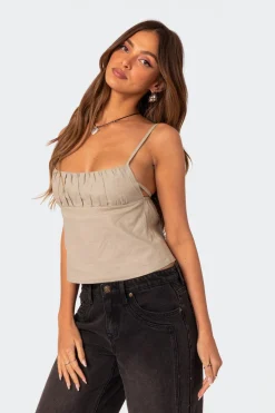 Linen Look Open Back Top