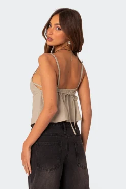 Linen Look Open Back Top