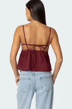 Linen Look Open Back Top