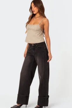 Linen Look Open Back Top