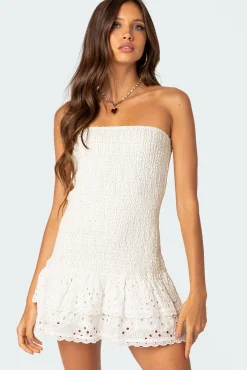 Livia Lacey Cotton Scrunch Mini Dress