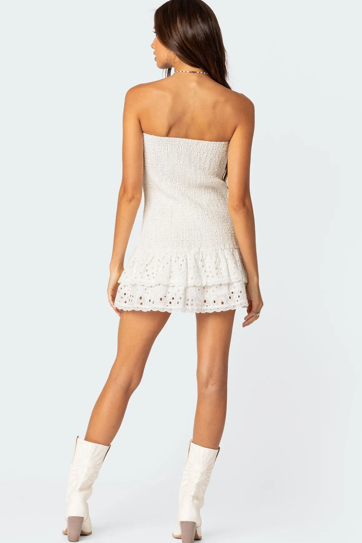 Livia Lacey Cotton Scrunch Mini Dress