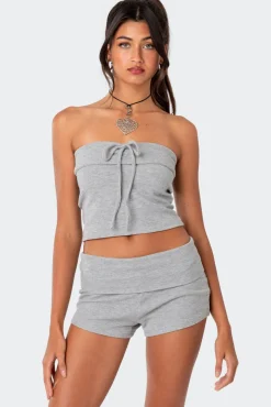 Lizzy Foldover Waffle Tube Top