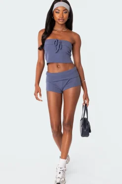 Lizzy Foldover Waffle Tube Top