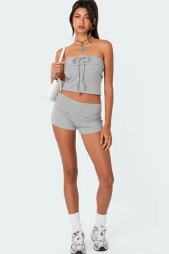 Lizzy Foldover Waffle Tube Top