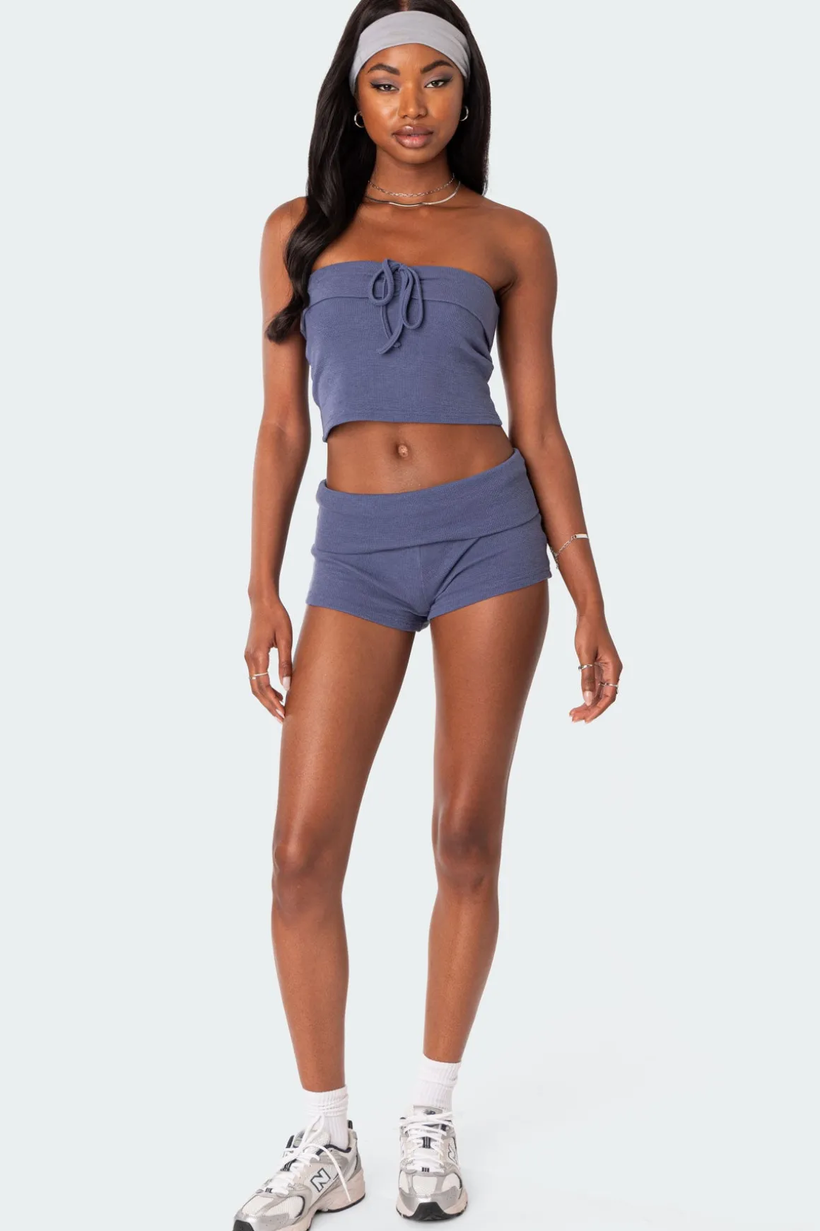 Lizzy Foldover Waffle Tube Top