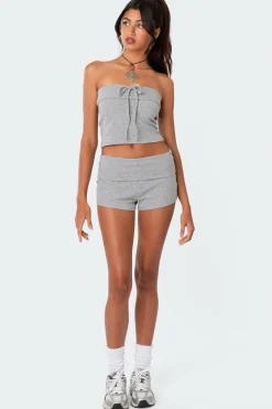 Lizzy Foldover Waffle Tube Top
