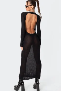 London Knitted Open Back Maxi Dress