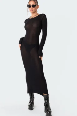 London Knitted Open Back Maxi Dress