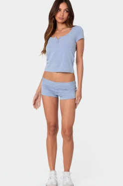 Lorelei Printed Pointelle Henley Top