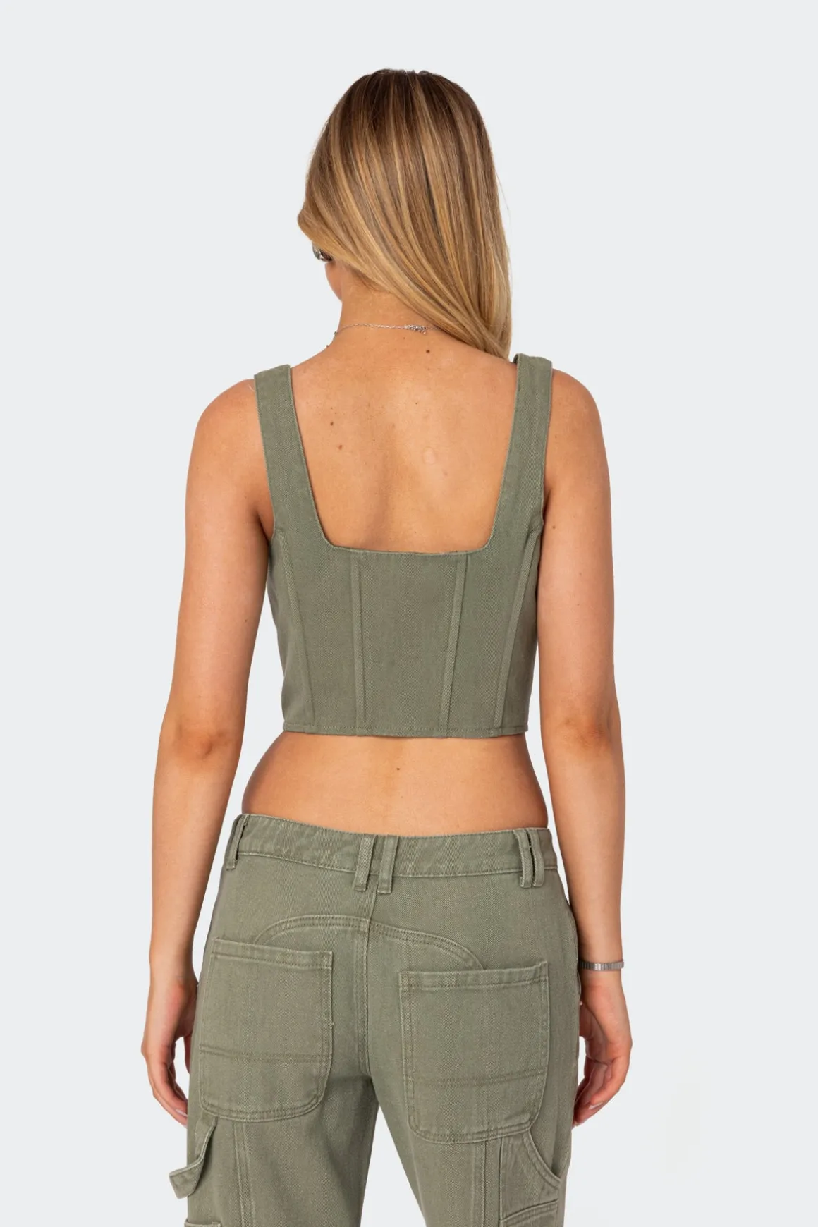 Lottie Washed Denim Zip Corset