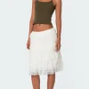 Louise Lace And Mesh Ruffle Midi Skirt