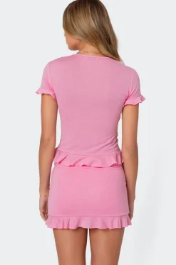 Loullie Split Front Ruffled Top