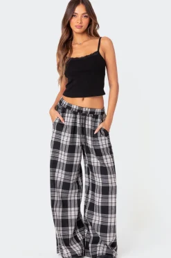 Lounge Around Plaid Wide Leg Pants
