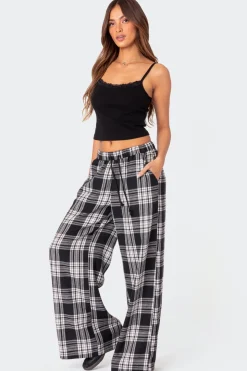 Lounge Around Plaid Wide Leg Pants