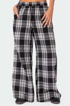 Lounge Around Plaid Wide Leg Pants