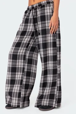 Lounge Around Plaid Wide Leg Pants