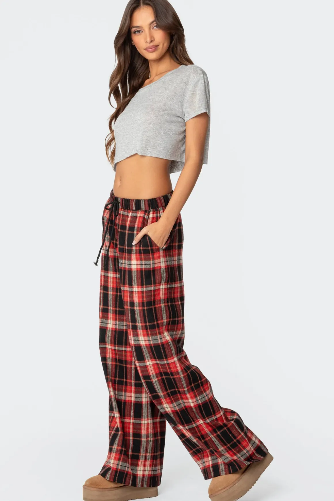 Lounge Around Plaid Wide Leg Pants