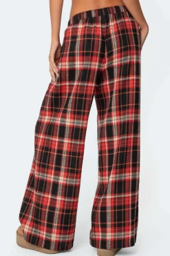 Lounge Around Plaid Wide Leg Pants