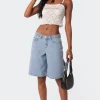 Low Rise Bermuda Denim Carpenter Shorts