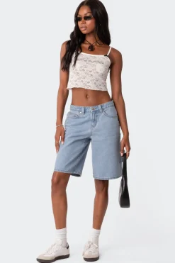 Low Rise Bermuda Denim Carpenter Shorts