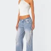 Low Rise Ribbon Lace Up Jeans