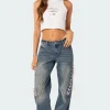 Low Rise Ribbon Lace Up Jeans