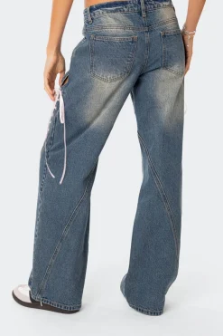 Low Rise Ribbon Lace Up Jeans