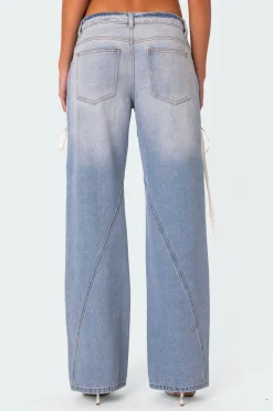 Low Rise Ribbon Lace Up Jeans