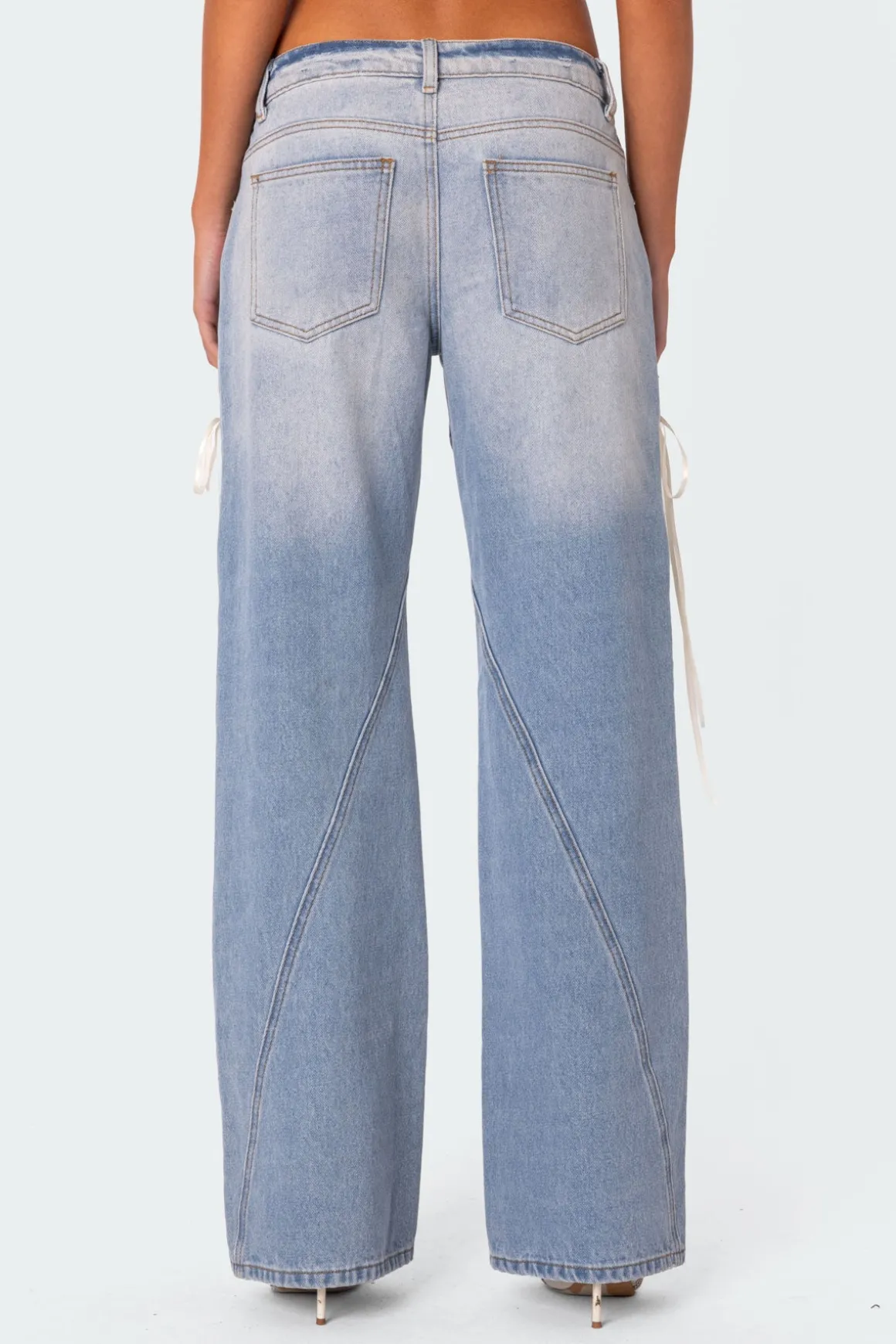 Low Rise Ribbon Lace Up Jeans