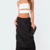 Low-Rise Slitted  Nylon Maxi Skirt