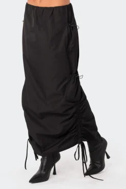 Low-Rise Slitted  Nylon Maxi Skirt