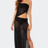 Lucea Lace Up Sheer Knit Maxi Skirt