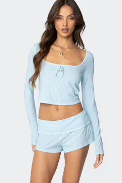 Lucilla Wide Neck Ribbed Top