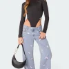 Lucille Low Rise Satin Bow Jeans