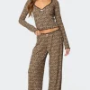 Lue Leopard Printed Ribbed Pants