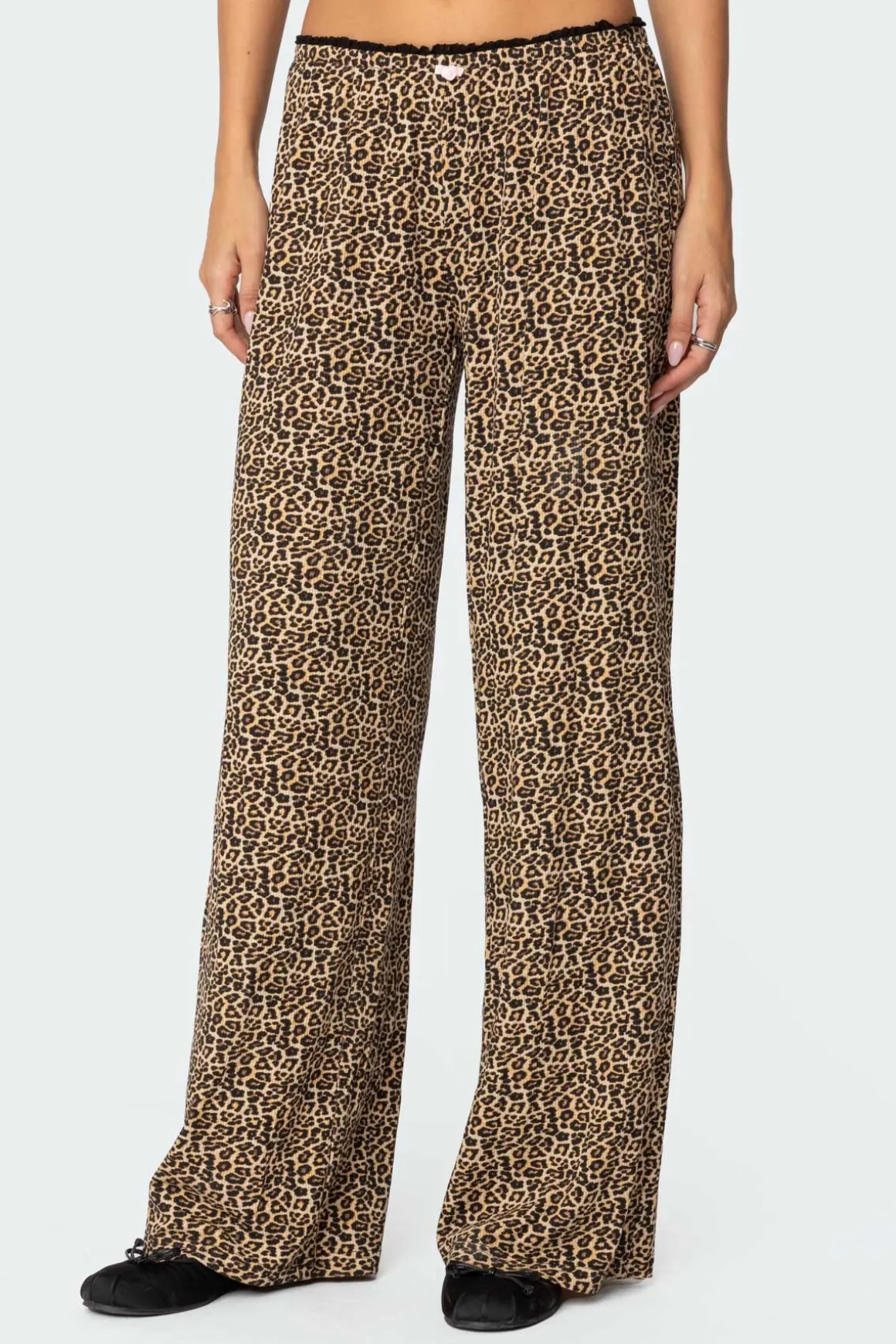 Lue Leopard Printed Ribbed Pants