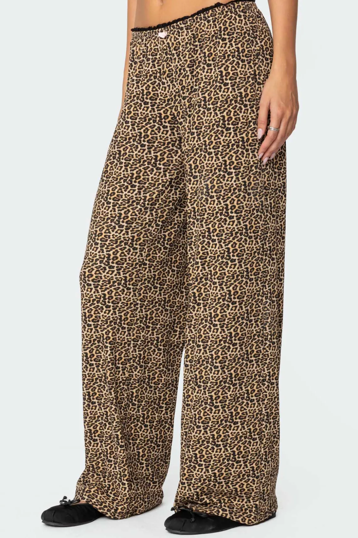 Lue Leopard Printed Ribbed Pants