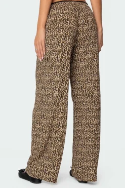 Lue Leopard Printed Ribbed Pants
