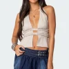 Luma Split Front Backless Halter Top