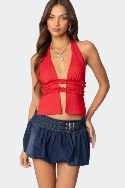 Luma Split Front Backless Halter Top