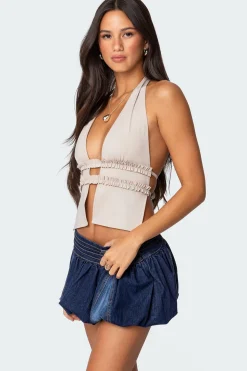 Luma Split Front Backless Halter Top