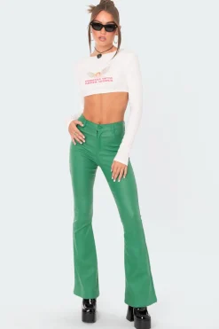 Luna Faux Leather Flare Jeans