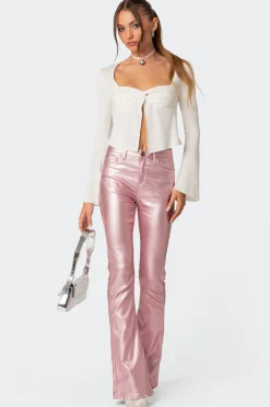 Luna Faux Leather Flare Jeans