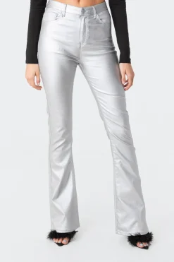 Luna Faux Leather Flare Jeans
